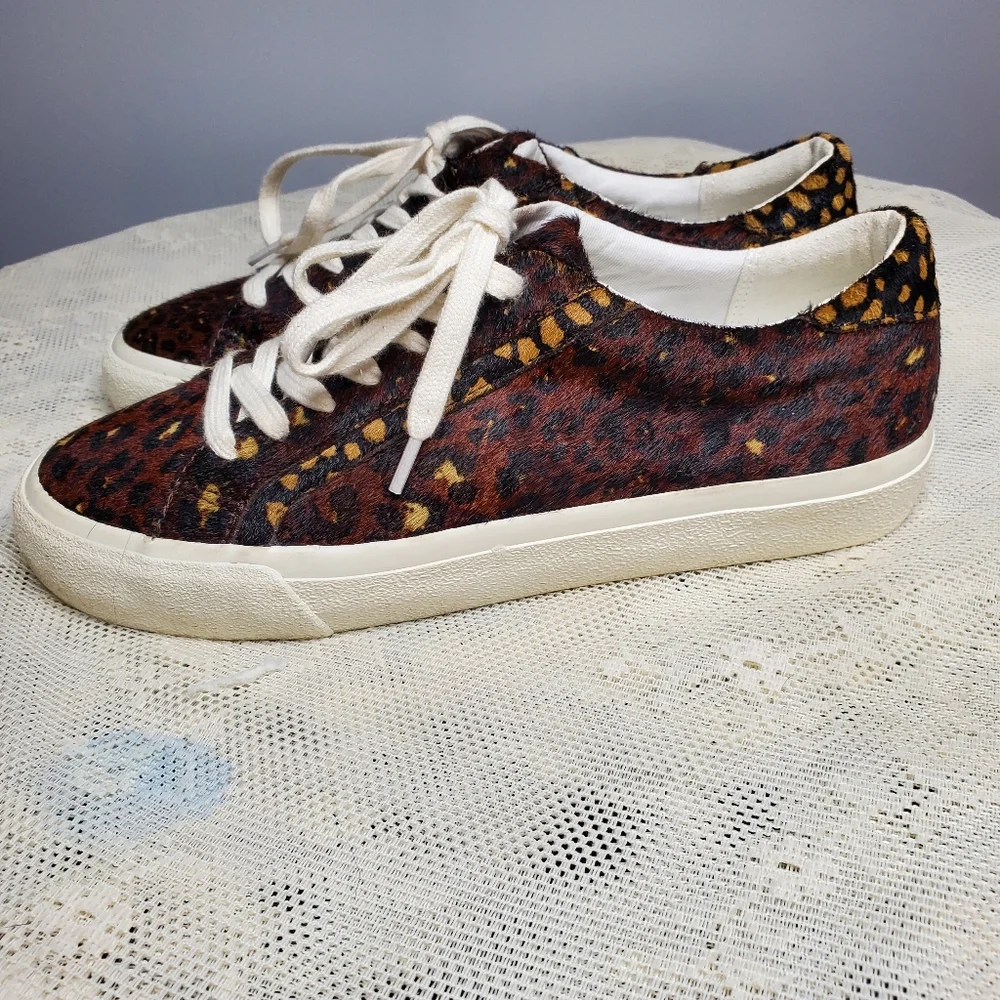 Madewell‎ sidewalk sneaker dyed calf hair animal print leopard cheetah size 7.5